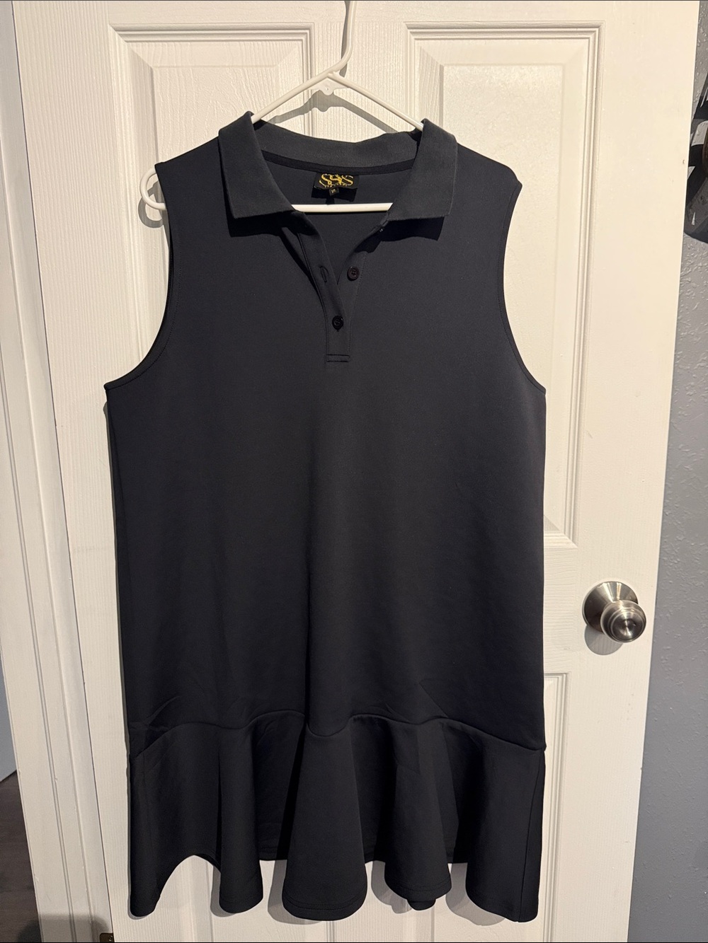 SSYS Sleeveless Polo Drop Ruffle Hem Dress